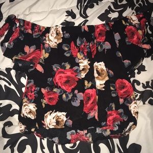 floral crop top with bow on sleeves